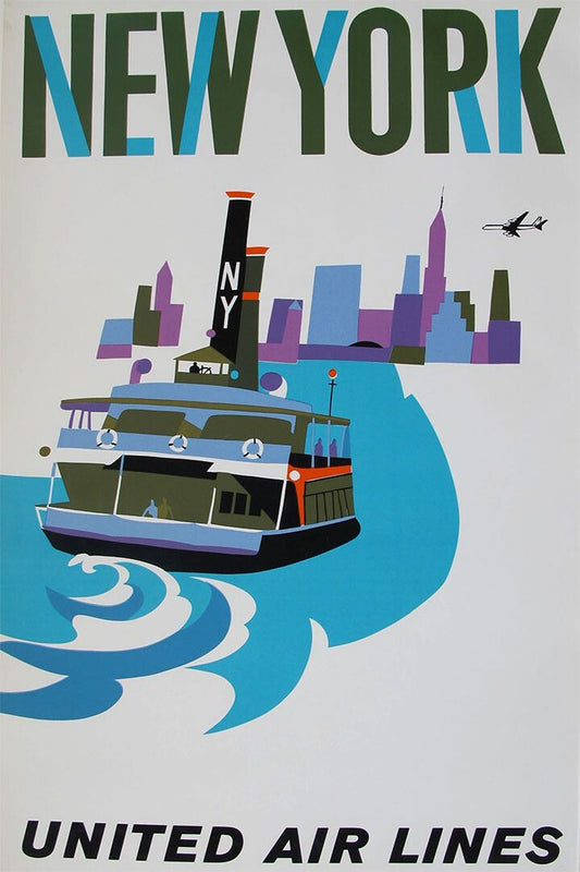 United Airlines New York Travel Painting Jigsaw Puzzle