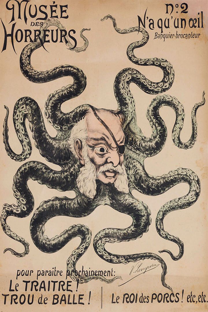 Unusual 1890S Vintage Freak Musee Des Horreurs Octopus Man Jigsaw Puzzle