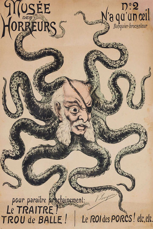 Unusual 1890S Vintage Freak Musee Des Horreurs Octopus Man Jigsaw Puzzle