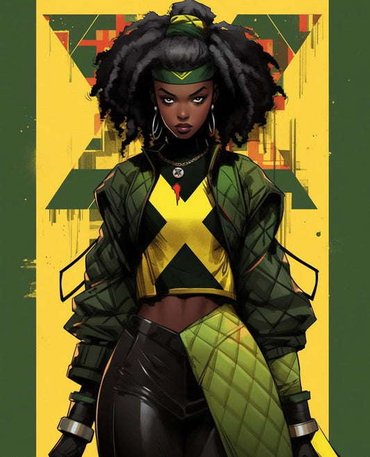Urban Superhero Portrait Jamaican Theme Print Poster