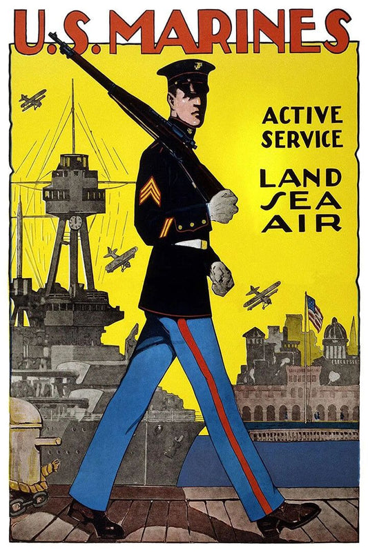 Us Marine Army Service Army Sea Air Vintage Style Jigsaw Puzzle