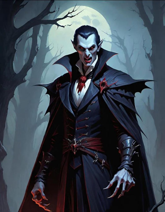 Vampire Portrait Moonlit Forest Print Poster