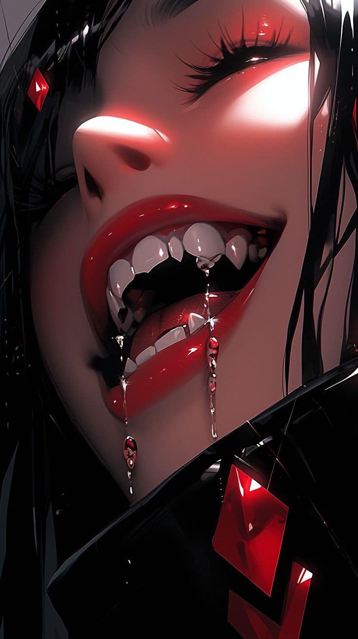 Vampire Themed Portrait With Red Accents Print Poster