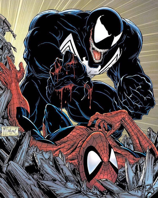 Venom Vs Spiderman Comic Scene Print Poster