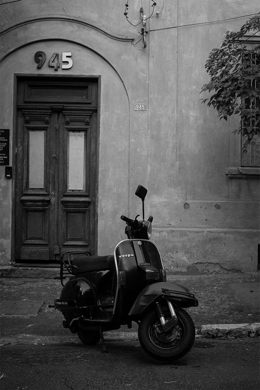Vespa Motor Scooter Black Classic Motorcycle Jigsaw Puzzle