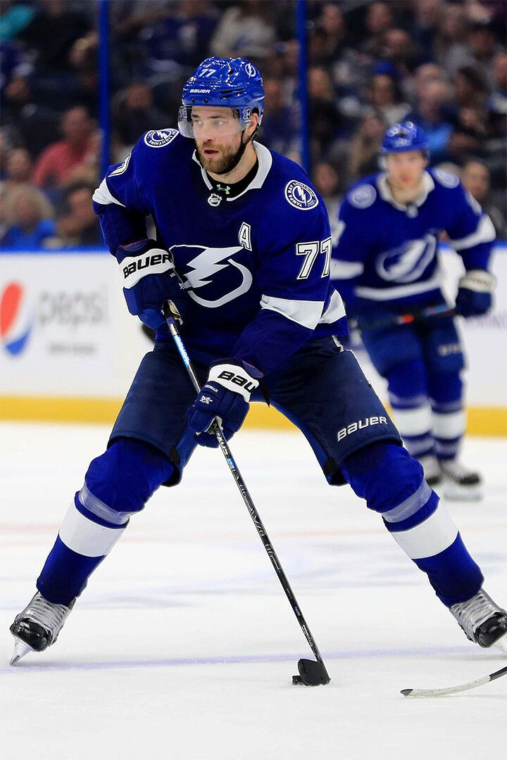 Victor Hedman Hits Cam Atkinson Hockey Art Print Decor Jigsaw Puzzle