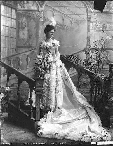 Victorian Bride On Her Wedding Day In Dress Retro Historic Picture Photo