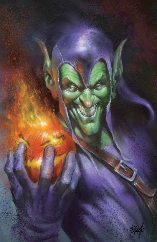 Villainous Goblin Holding Flaming Pumpkin Print Poster