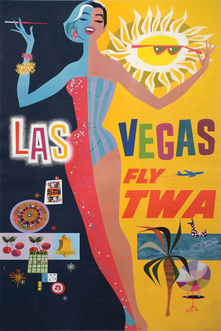 Visit Las Vegas Vintage Style Travel Painting Jigsaw Puzzle