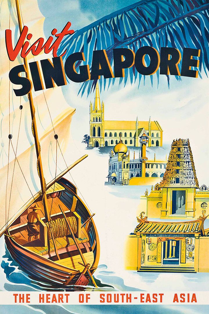 Visit Singapore The Heart Of Asia 1950S Vintage Travel Keychain