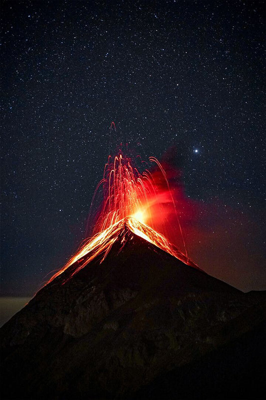 Volcano Erupting At Night Under Starry Sky Art Wall Decor Jigsaw Puzzle