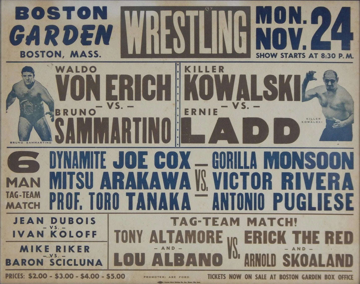 Waldo Von Erich V Bruno Sammartino Wrestling Kowalski 300 Piece Jigsaw Puzzle