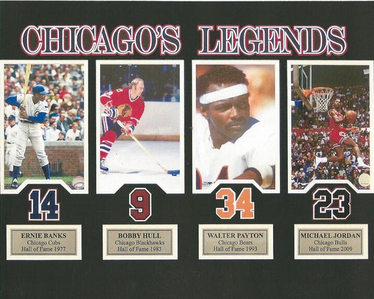 Walter Payton Bobby Hull Ernie Banks M Jordan Magnet Chicago Legends Picture