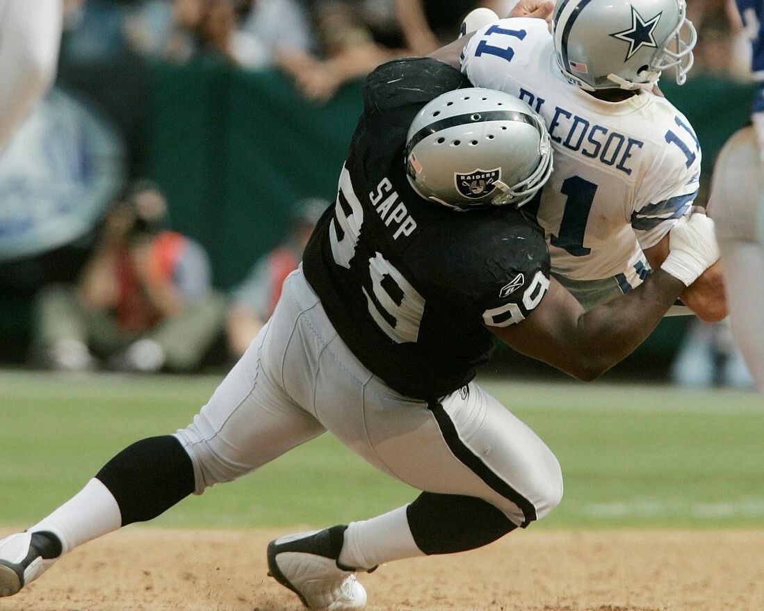 Warren Sapp & Drew Bledsoe Photo Oakland Raiders Picture Nfl Dallas Cowboys