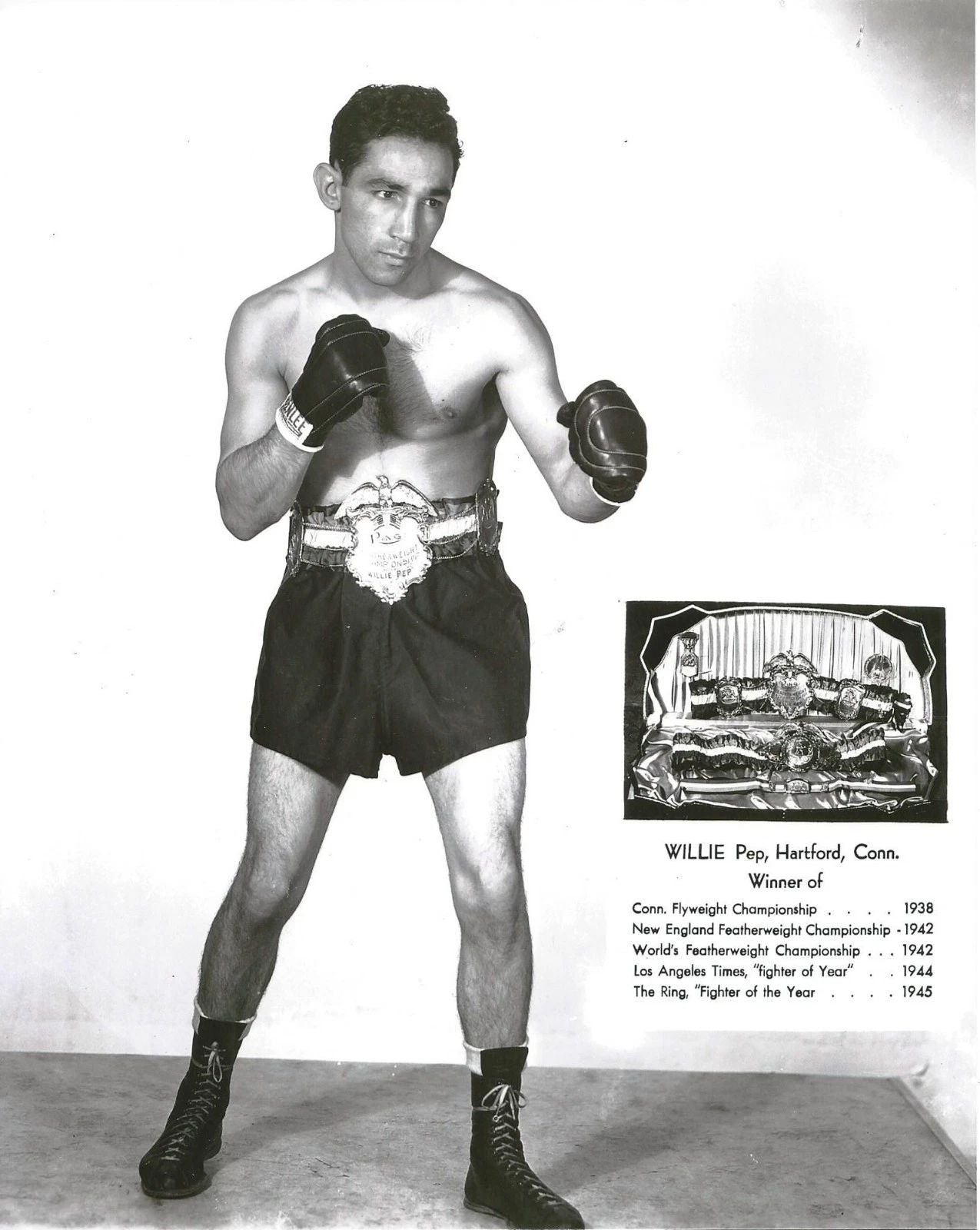 Willie Pep Photo Boxing Picture With Belt