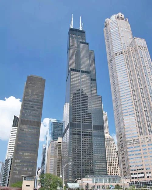 Willis Sears Tower Glossy Keychain Skyscaper Print Chicago Keychain 1