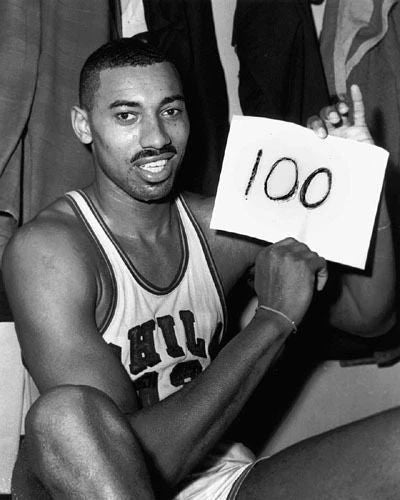 Wilt Chamberlain Glossy Keychain '100 Point Game' Print Philadelphia Warriors