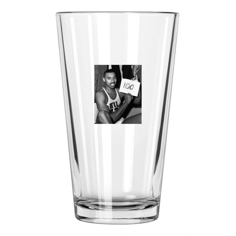 Wilt Chamberlain '100 Point Game' Philadelphia Warriors Pint Beer Drinking Glass