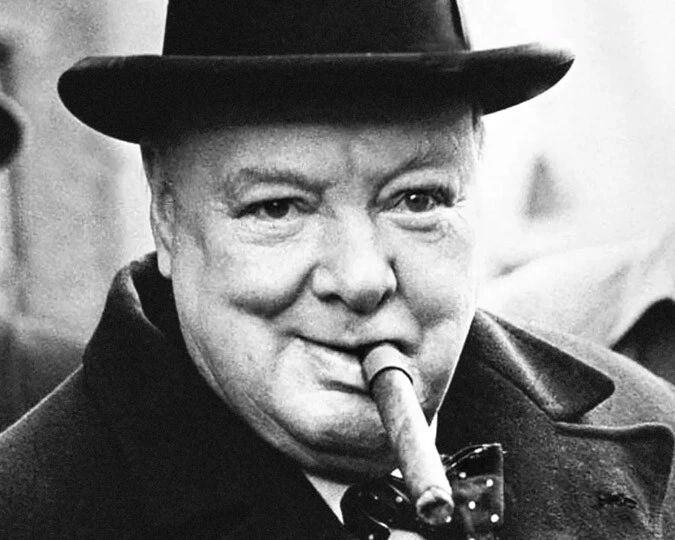 Winston Churchill Smoking A Cigar Glossy Keychain British Prime Minister Print 1