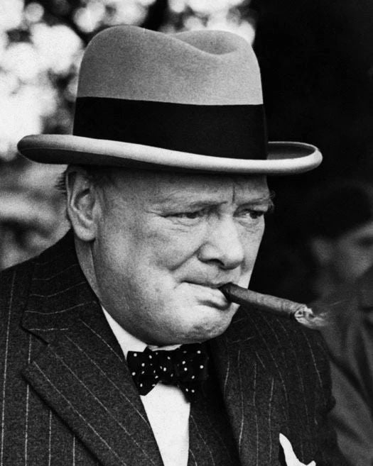 Winston Churchill Smoking A Cigar Glossy Keychain British Prime Minister Print 2