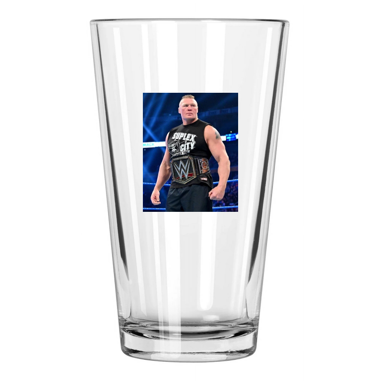 Wwf Wwe Brock Lesnar Photo Pro Wrestling Pint Beer Drinking Glass