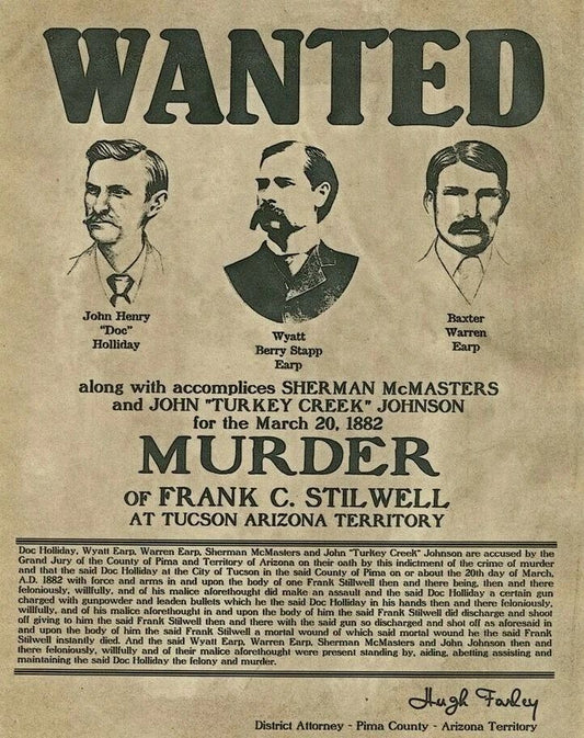 Wyatt Earp & Doc Holliday Wanted Poster Photo Picture Western