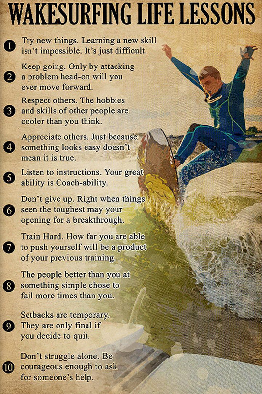 Wakesurfing Life Lessons Painting Print Sport Water Jigsaw Puzzle