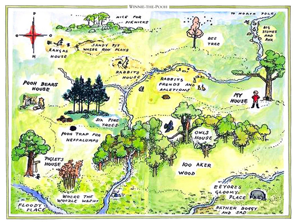 Walt Disney Map Of The Hundred Acre Wood Winnie The Pooh Replica 300 P ...
