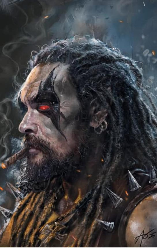 Warrior Portrait With Fire Effects Print Poster