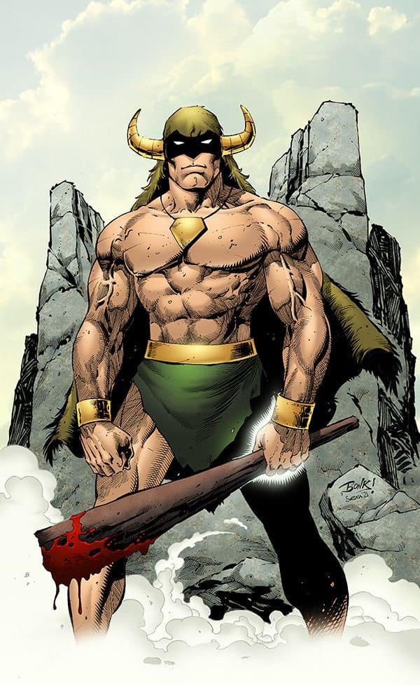 Warrior With Bat In Landscape Jigsaw Puzzle