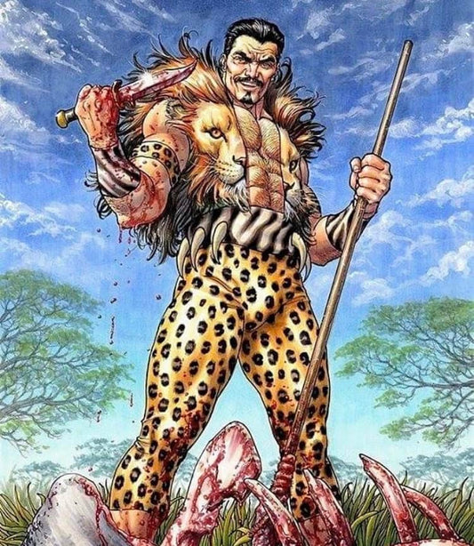 Warrior With Lion And Leopard Outfit Print Poster