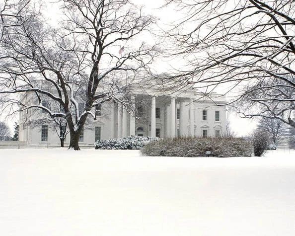 Washington D.C. White House Glossy Photo North Facade Print Winter Poster