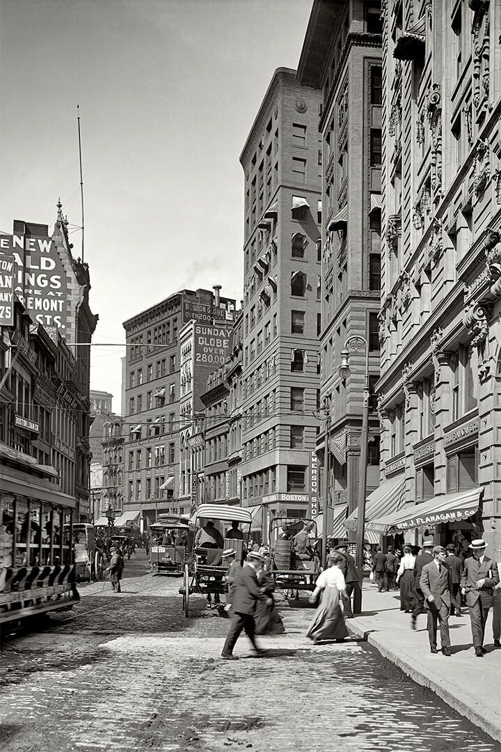 Washington St Boston 1906 Black And White Jigsaw Puzzle Wall Home Decor Jigsaw Puzzle