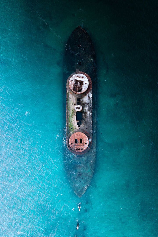 Watercraft Submerged On Blue Water Surface Art Wall Decor Jigsaw Puzzle