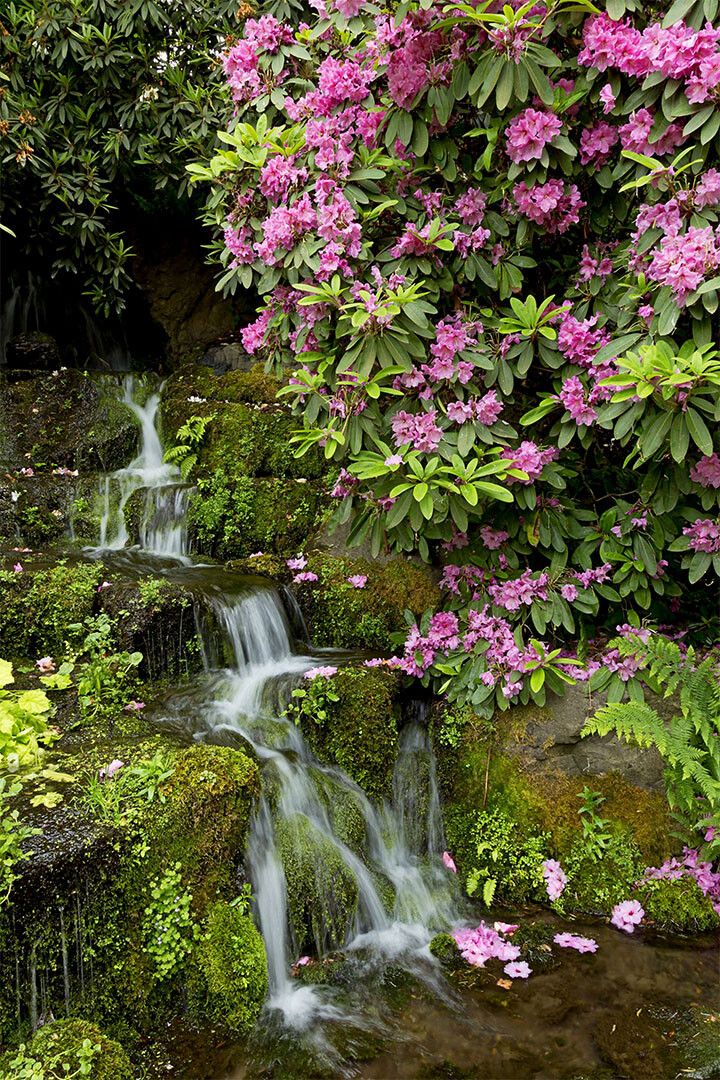 Waterfall In Crystal Springs Garden Print Jigsaw Puzzle