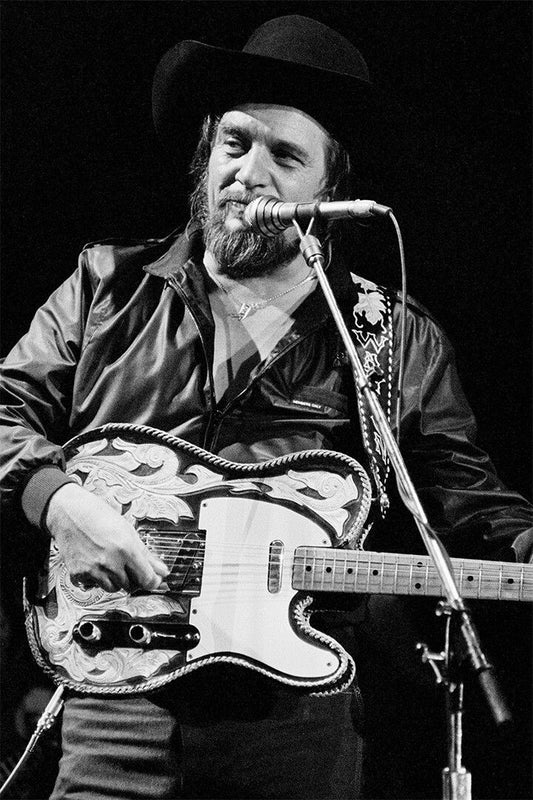 Waylon Jennings Playing The Guitar Print Jigsaw Puzzle