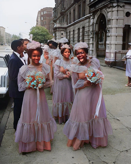Wedding Party Harlem New York 1983 Colorized Retro Picture Photo 8.5 X11