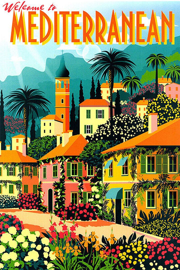 Welcome To The Mediterranean Vintage Travel Retro Jigsaw Puzzle