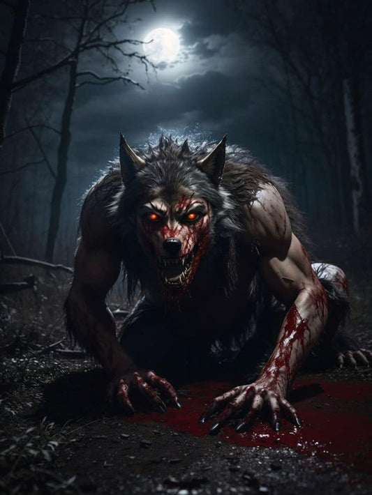 Werewolf Moonlit Night Scene Print Poster