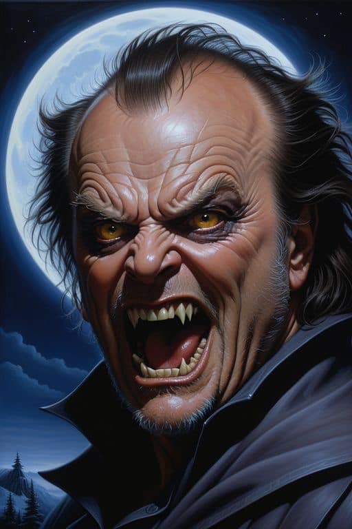 Werewolf Portrait Full Moon Print Poster