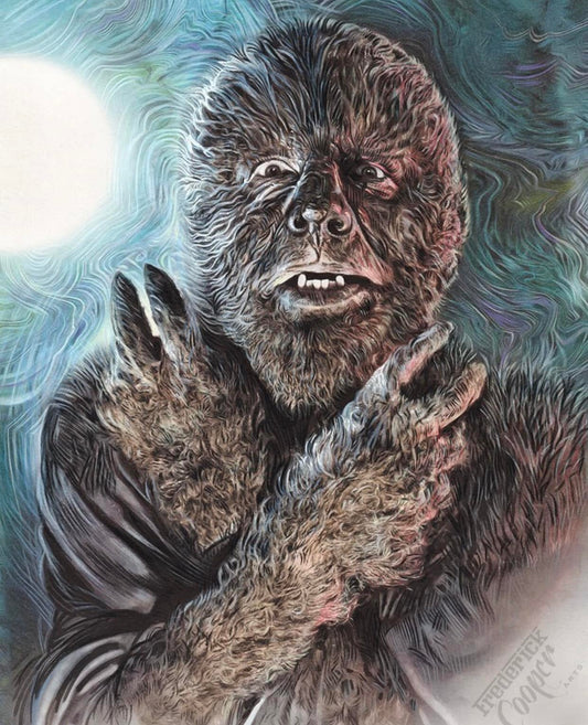 Werewolf Portrait Moonlight Print Poster