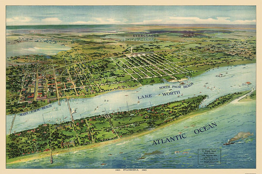 West Palm Beach Florida 1915 Historic Panoramic Town Map Jigsaw Puzzle