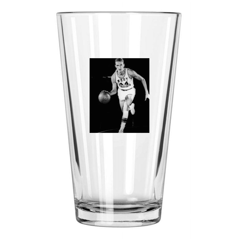 West Virginia Jerry West Photo College Basketball Pint Beer Drinking Glass