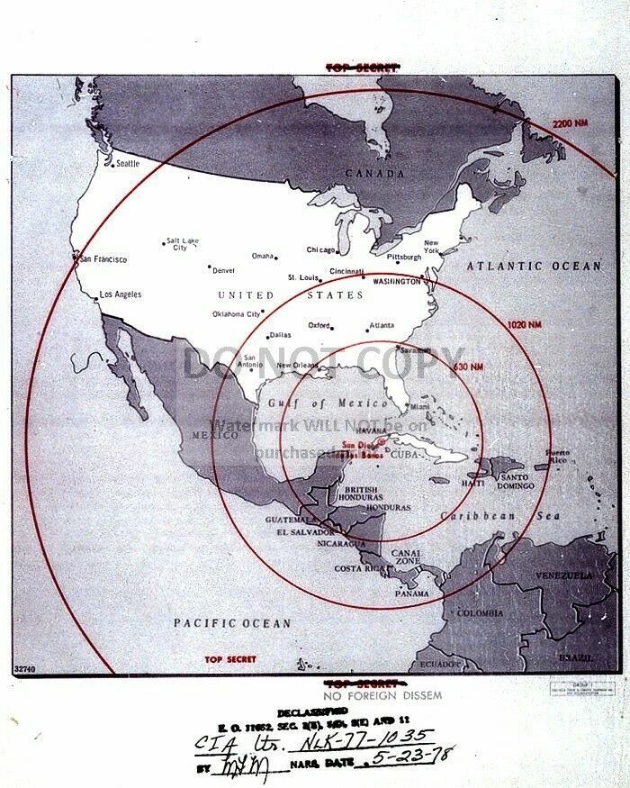 Western Hemisphere Map Shows Missile Range Of Cuba Magnet Picture