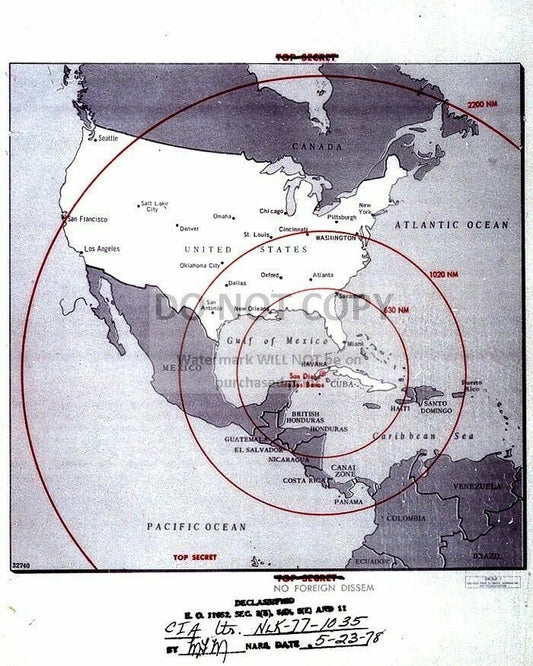 Western Hemisphere Map Shows Missile Range Of Cuba Photo Picture