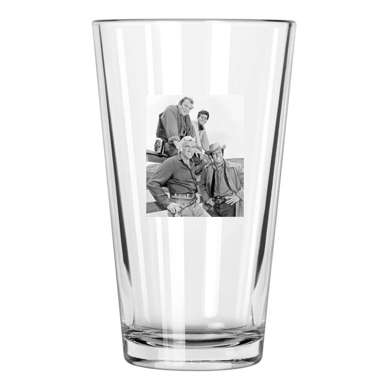 Western Tv Show Bonanza Photo Cowboys Actors Portrait Pint Beer Drinking Glass