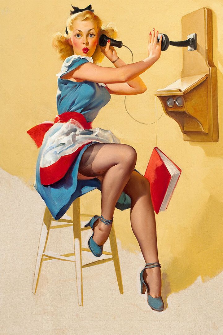 What A Line Vintage Style Pinup Old Time Phone Jigsaw Puzzle
