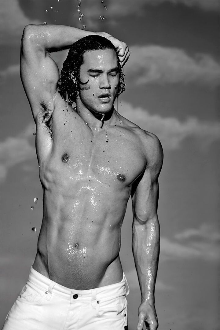 Wild N Wet Sexy Male Model Eyes Closed Print Jigsaw Puzzle