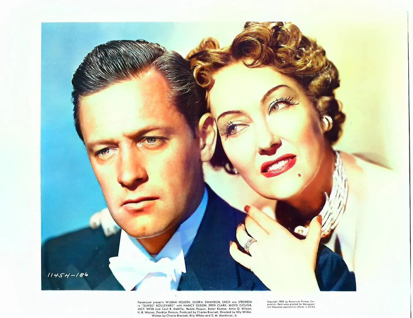 William Holden & Gloria Swanson Sunset Boulevard Colorized Picture Keychain
