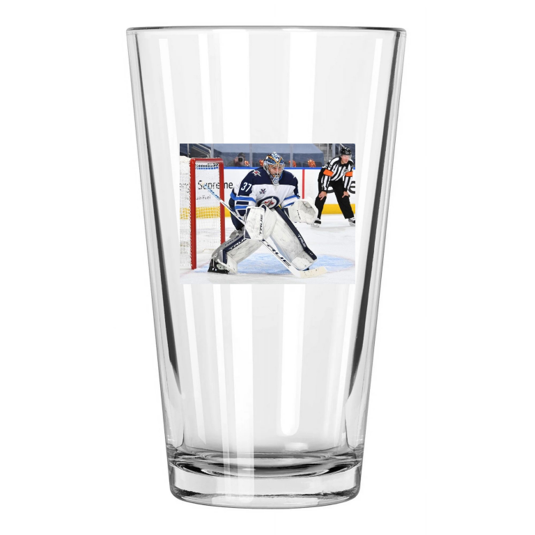 Winnipeg Jets Connor Hellebuyck Photo Hockey Goalie Pint Beer Drinking Glass